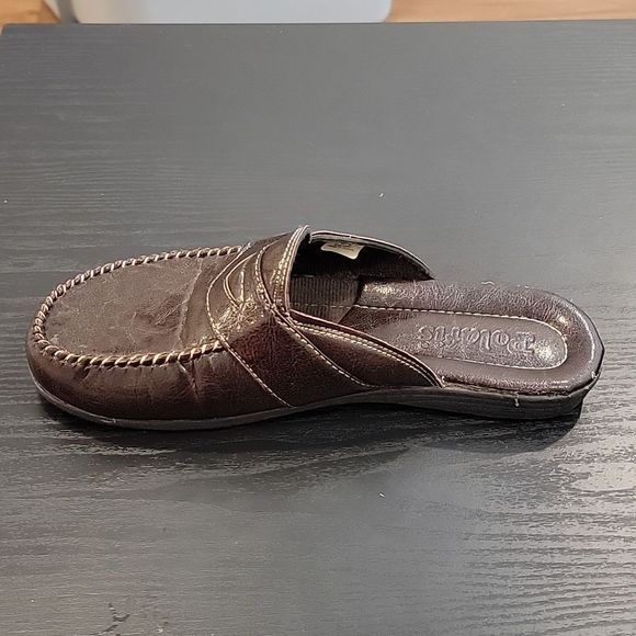 Polaris Mens Dark Brown Leather Mules/Slip ons - Picture 3 of 9